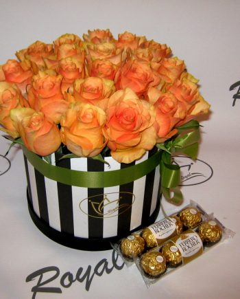 Box of flowers sa ružama i ferrero rocher
